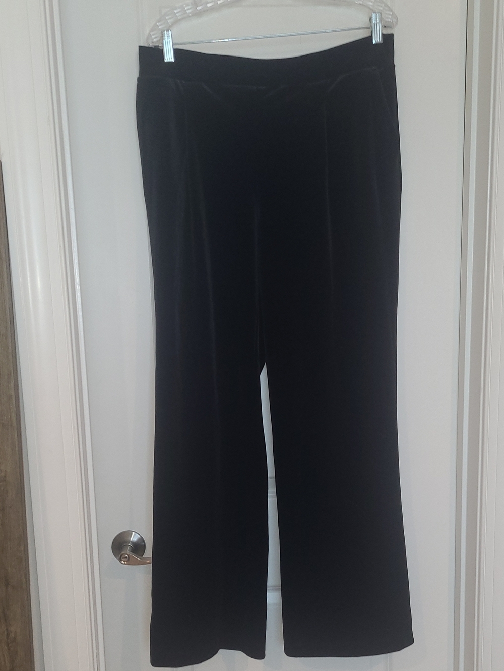 LOFT Black Velvet Straight-Leg Pants